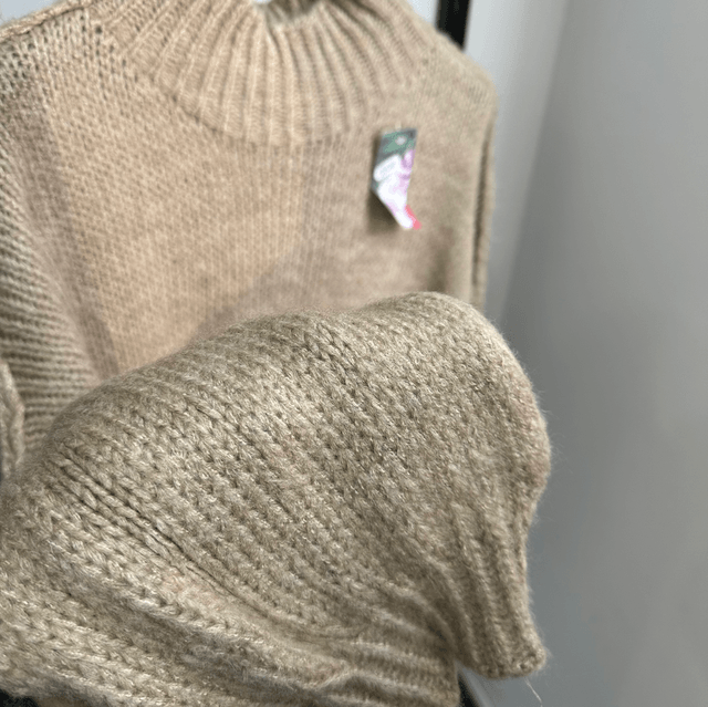 Pull oversize beige foncé 